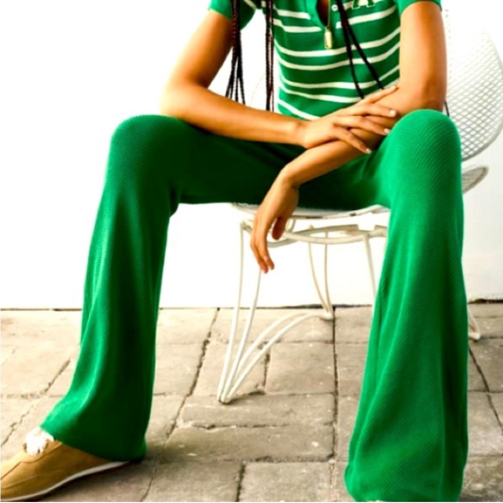 Zara Green Crochet Knit Flared Beach Pants 1131 876 500 - Sz Small - NEW